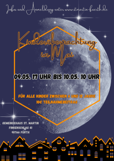 Flyer zur Kinderübernachtung im Mai
